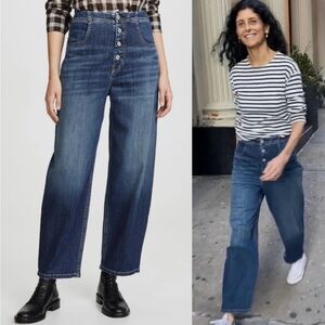 Nili Lotan Toledo Barrel Leg Slouchy Button Fly Jeans Tribeca Wash